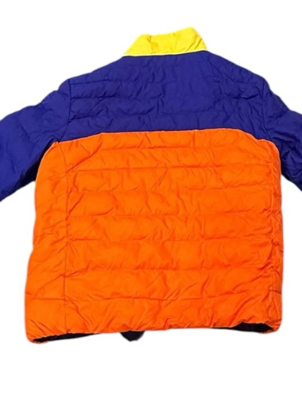 Boys Polo Ralph Lauren Reversible Puffer Jacket Navy Orange Yellow Pony Size 7